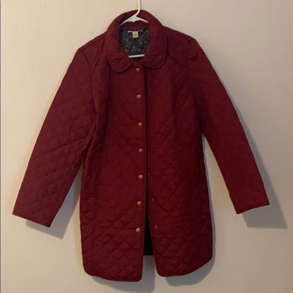 Quilted burgundy jacket by Appleseed’s petites
